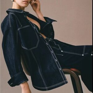 NWT Pilcro Anthropologie Oversized Denim Shirt Jacket Shacket Size XXSmall